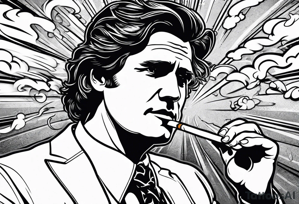 Tucker Carlson smoking cigarette tattoo idea
