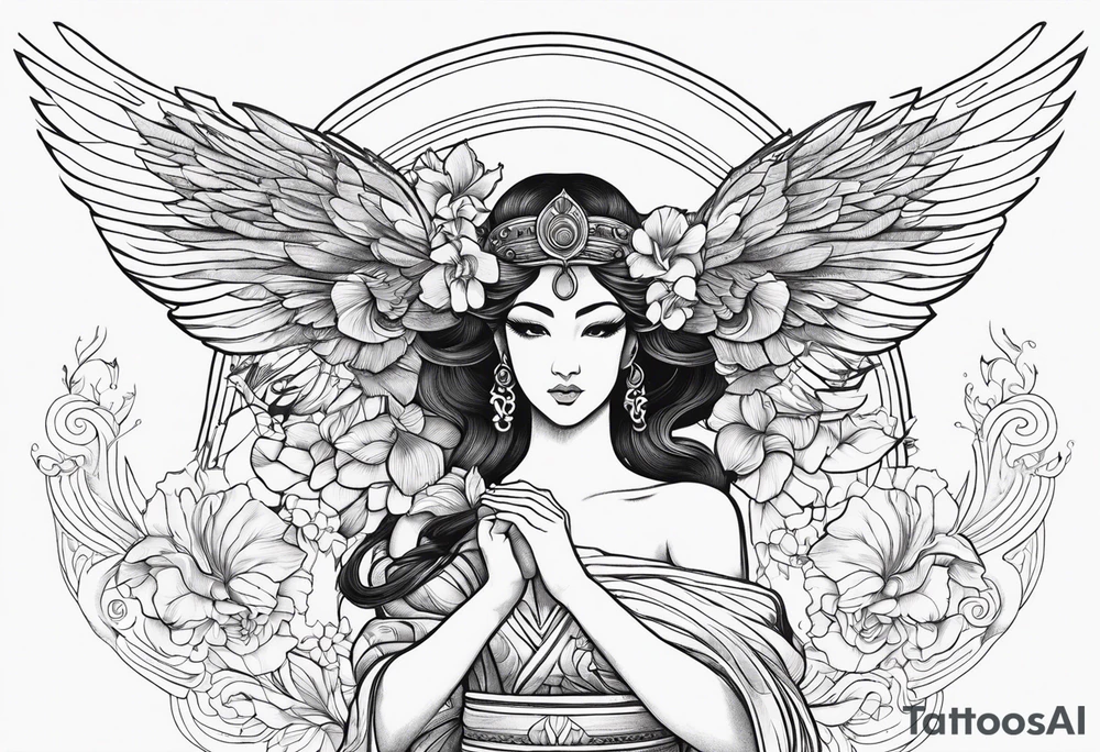 Greek goddess iris with wings tattoo idea