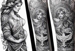 Sleeve with bible verses religious tattoo idea