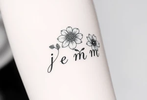 4 flowers with the initials j e m m tattoo idea