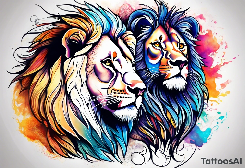 lion and lioness tattoo idea