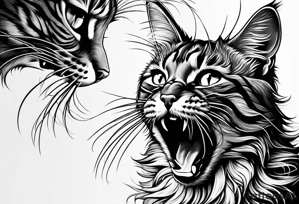 cat growling tattoo idea