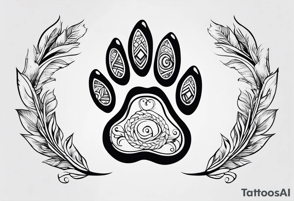 dog paw with  coordinates tattoo idea