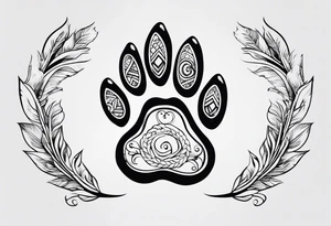 dog paw with  coordinates tattoo idea