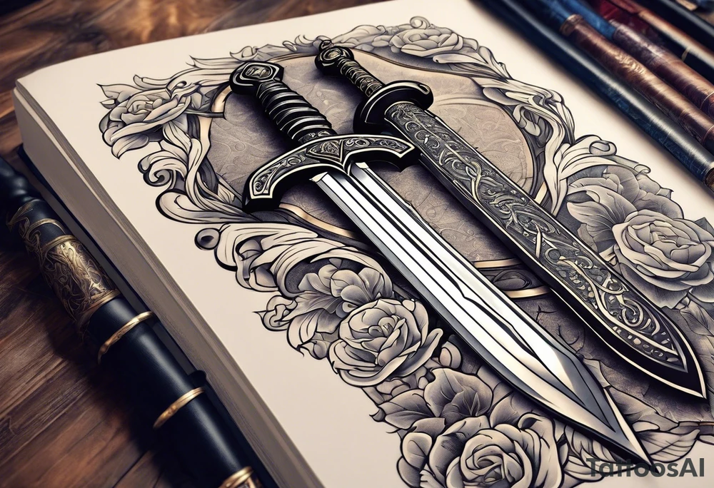 sword coming out of an open bible tattoo idea
