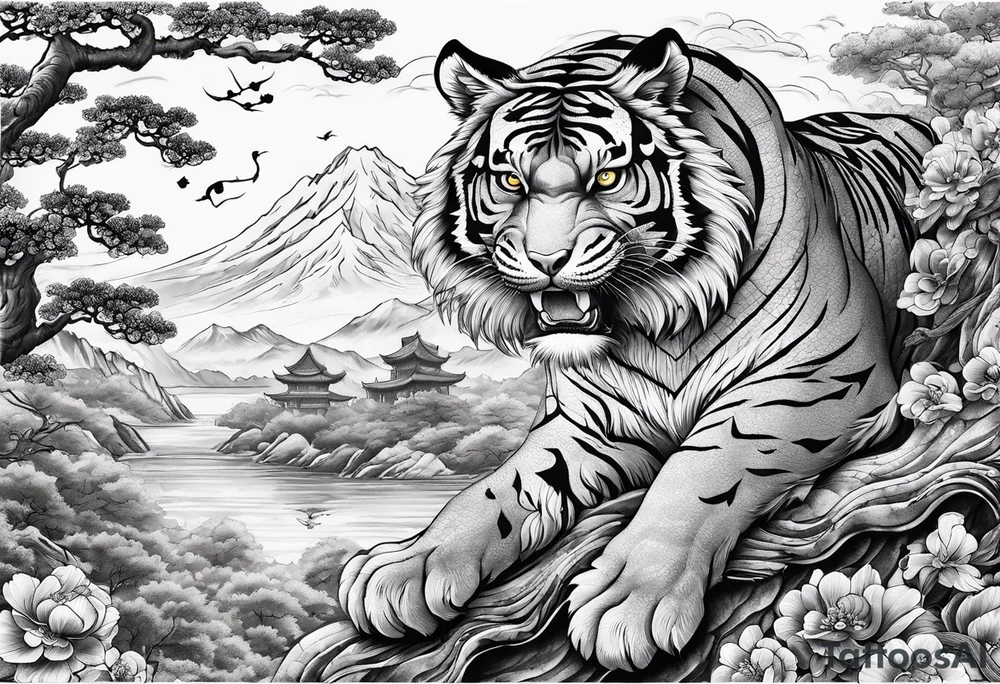 chinesische Mauer mit Tiger, Ratte und schlange tattoo idea