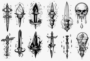 Dagger falling in a puddle tattoo idea