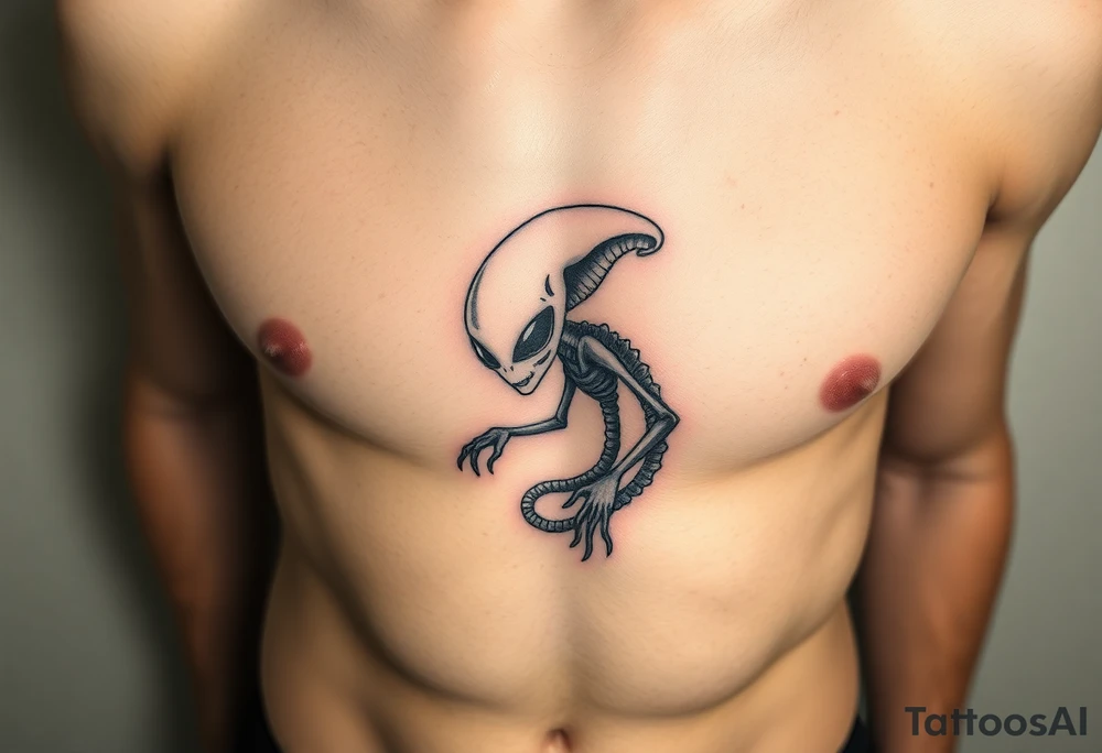 Alien on stomach tattoo idea