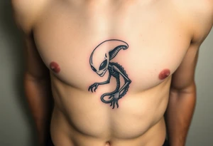 Alien on stomach tattoo idea