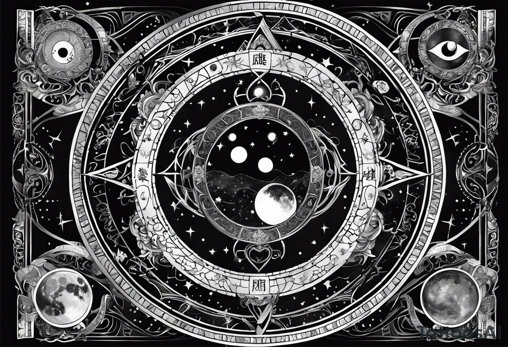 Astrology, Gemini, Natal Chart, angelic, soul mates, vision, planetary, ying yang, the moon, third eye, armband tattoo idea