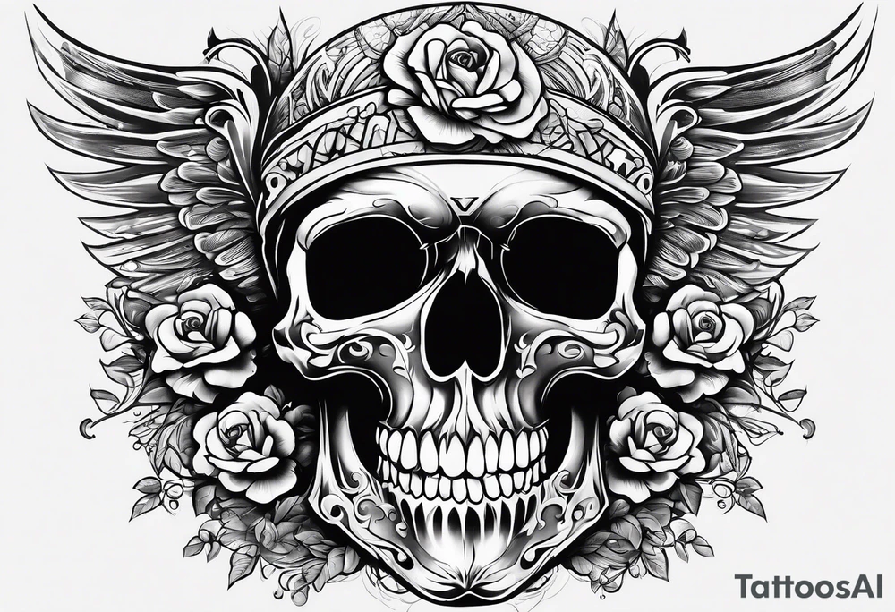 Memento mori writen skull sleeve tattoo design tattoo idea