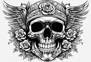 Memento mori writen skull sleeve tattoo design tattoo idea