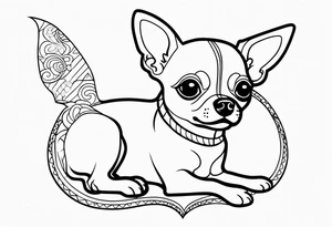 Chihuahua outline with R and heart tattoo idea