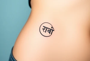 Create a tattoo that writes the Hindi word "अनिच्‍च" with A circle or spiral, which represents the cyclical nature of life and death tattoo idea