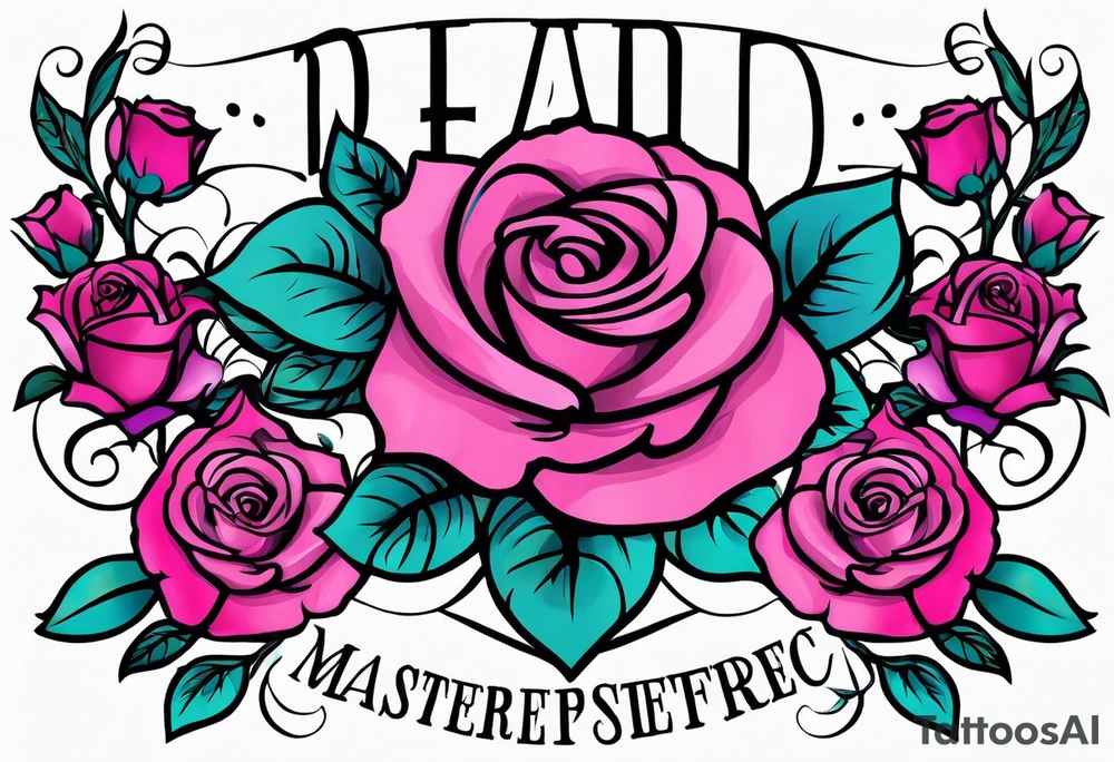 Dad, roses, teal, pink, purple tattoo idea