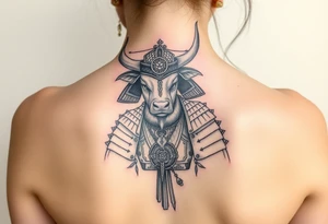 Ox dressed up as samurai warrior tattoo idea