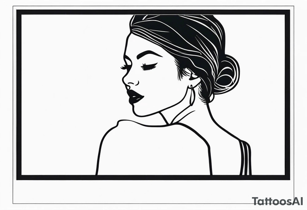 polaroid-picture-frame silhouette with a finelined girl in the picture tattoo idea