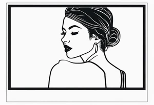 polaroid-picture-frame silhouette with a finelined girl in the picture tattoo idea