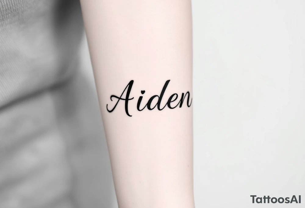 The name Aiden with a love theme
 around it for the forearm tattoo idea
