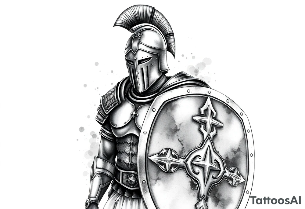 Armored Roman Soldier with shield tattoo idea