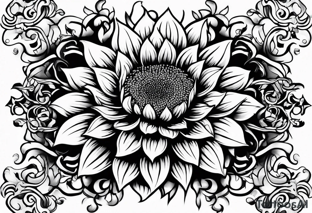 Flower fire an a sunflower tattoo idea