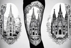 City of Barcelona leg sleeve tattoo idea