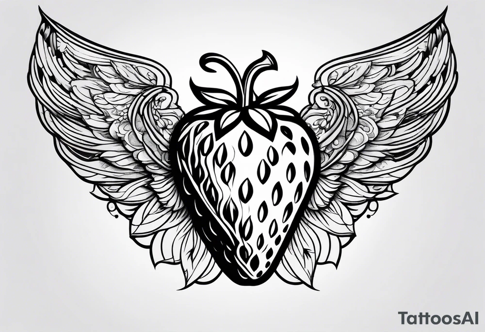 A Strawberry with wings tattoo idea