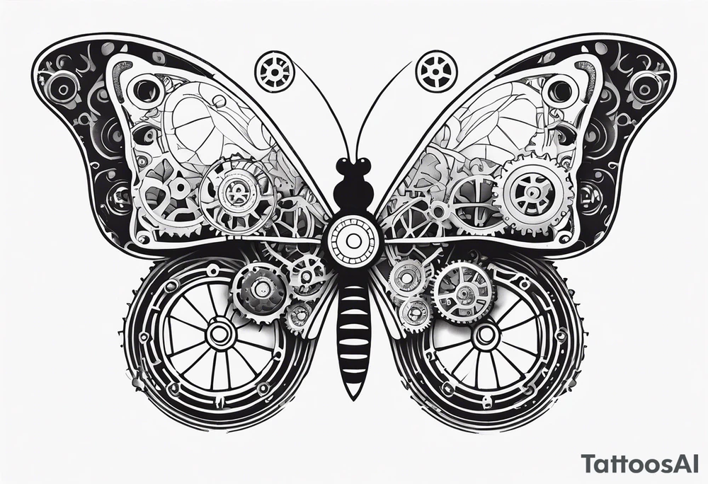 Steampunk-inspired butterfly with gears tattoo idea