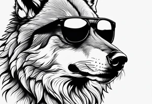 Badass wolf wearing sunglasses tattoo idea