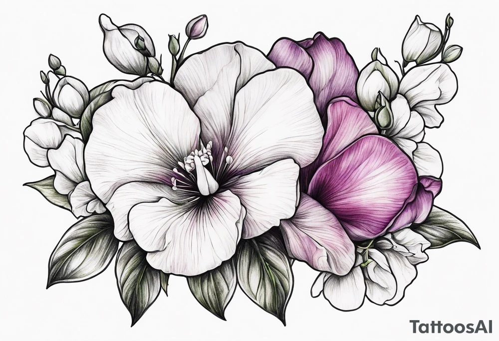 Sweet Pea floral bouquet floral tattoo idea