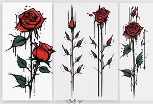 bleeding rose, tall, simple, one line tattoo idea