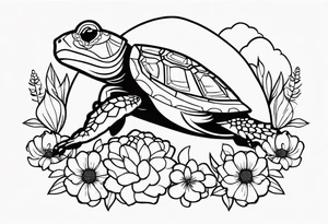 Com flores, tartaruga, tigre, sol, lua, borboletas tattoo idea