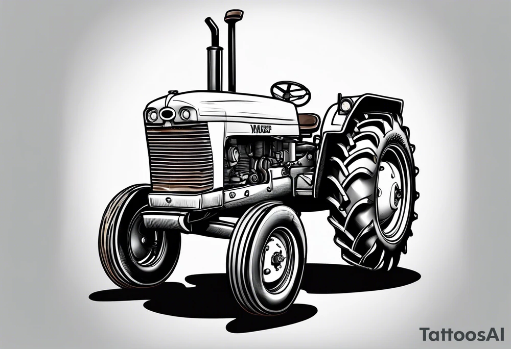 A tractor with chocolate chip cookie tires tattoo idea