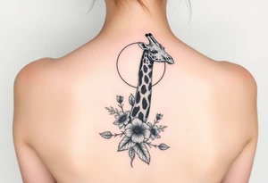 Giraffe with crepe myrtle with sun and moon tattoo idea