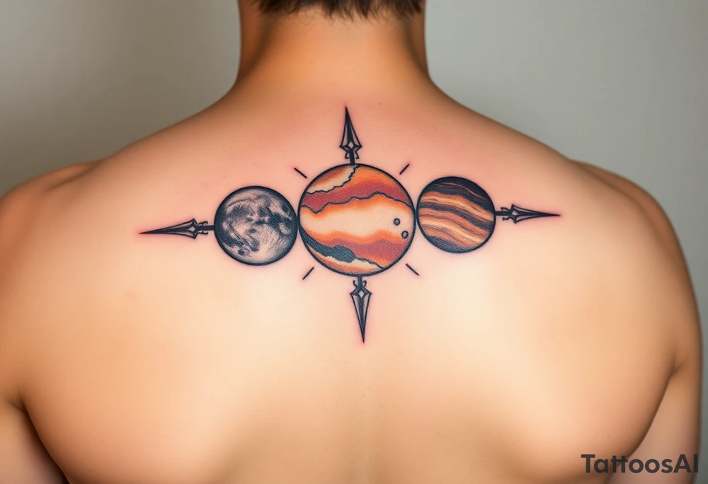 3 planet horizontal tattoo idea