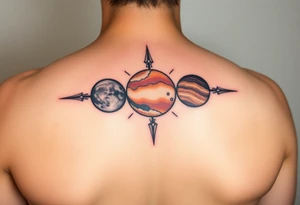 3 planet horizontal tattoo idea