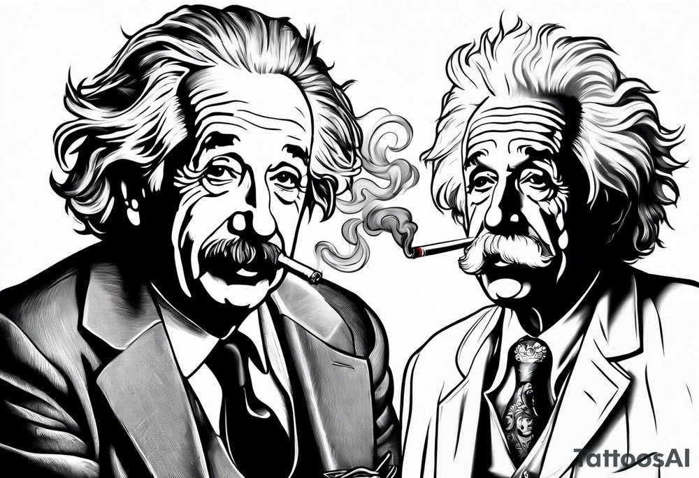 albert einstein smoking cigarette tattoo idea