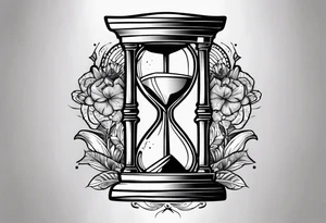 Hour glass with a skeleton hand on top and human hand on bottom tattoo idea