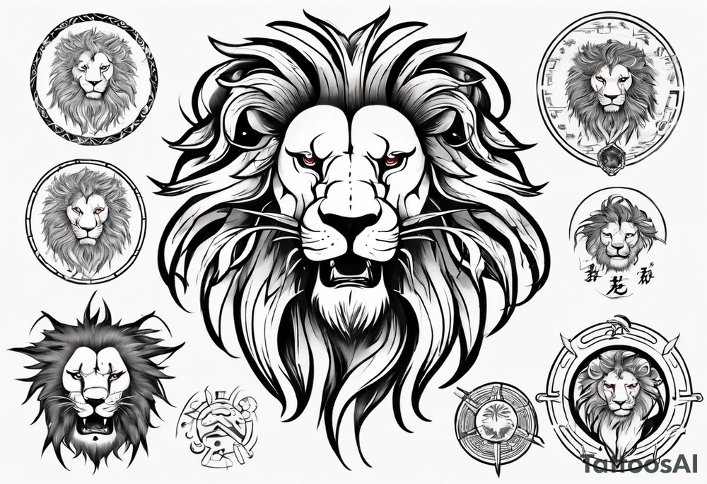 Lion, august, leader, zodiac sign tattoo idea