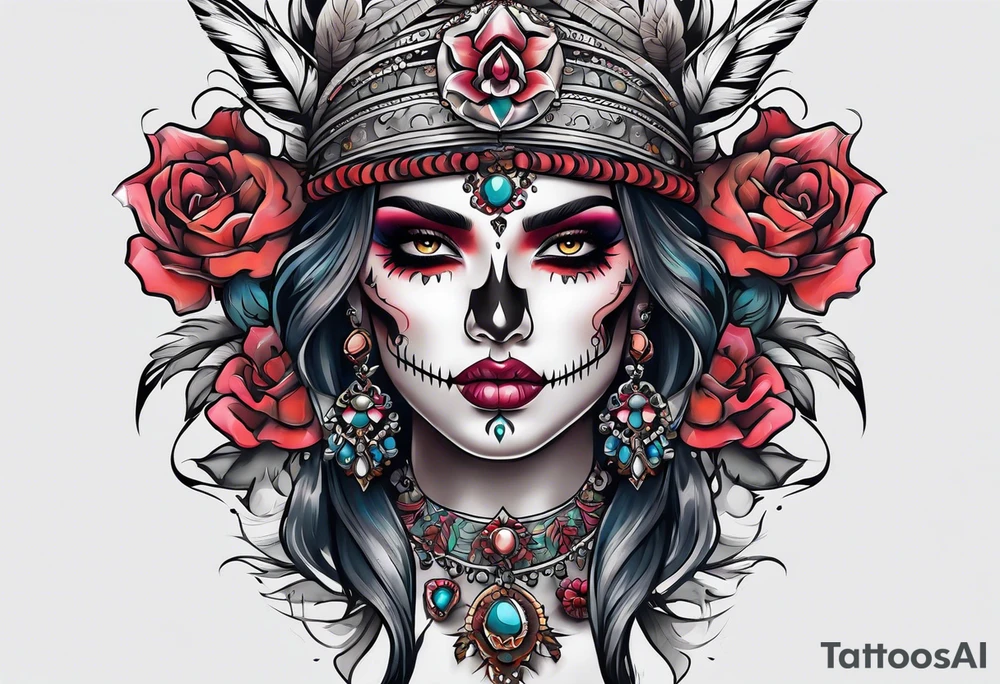 Broken skull gypsy tattoo idea