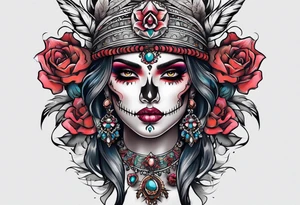 Broken skull gypsy tattoo idea