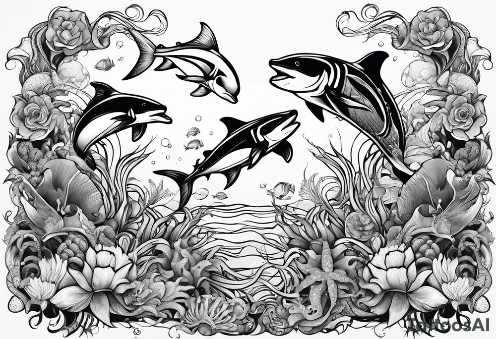 Sea creatures tattoo idea