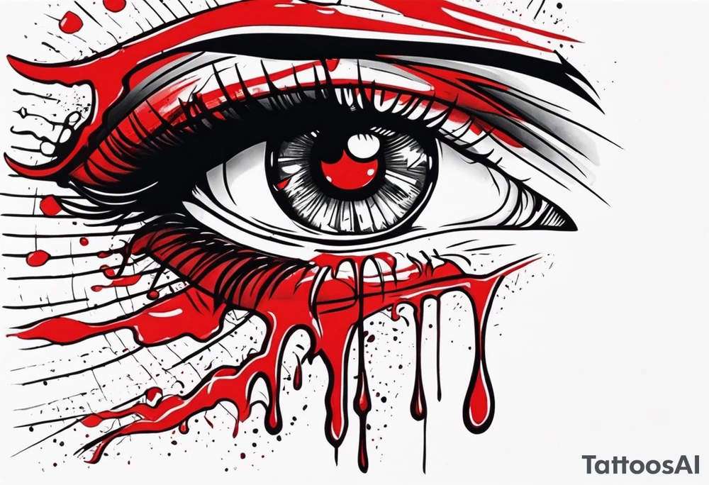 Bloody tears flow from eye tattoo design tattoo idea