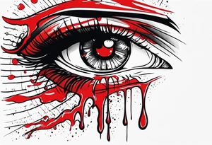 Bloody tears flow from eye tattoo design tattoo idea