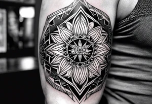 full sleeve tattoos for men with sacred geometry and tropical theme tattoo idea