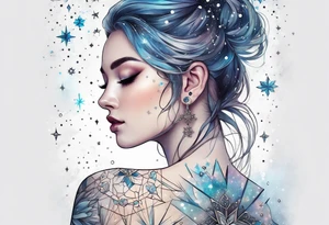 Constellation, girl, snowflake tattoo idea