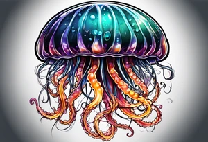 jelly fish with minimum number of tentacles tattoo idea