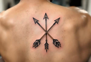 A pair of crossed arrows in black and ochre, symbolizing peace and alliance. tattoo idea