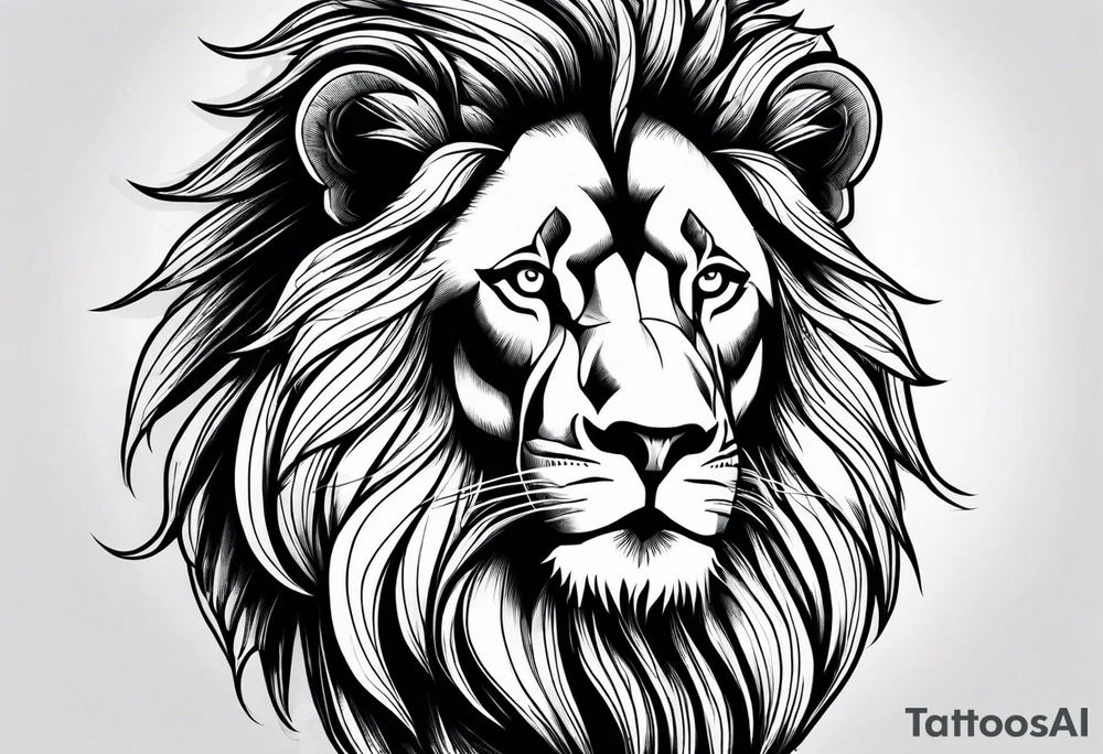 powerful majestic lion, close-up tattoo idea