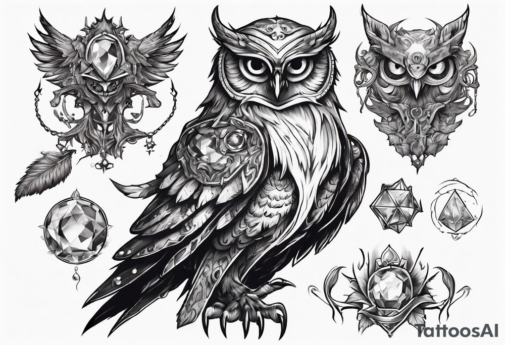 The Demon Owl Stolas, a Prince of Hell who is obsessed with gems, knowledge of astrology and poisonous plants. tattoo idea